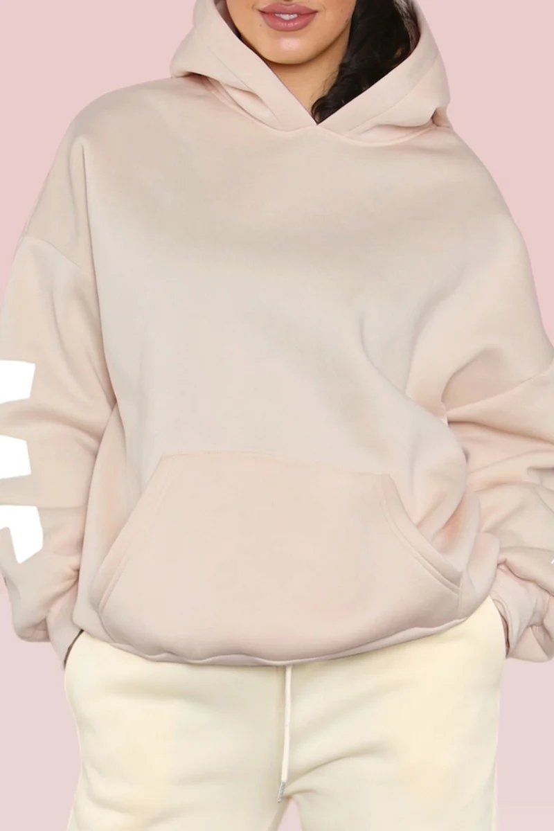 KATCH ME Letter Print Hooded Drop Shoulder Loose Fit Long Sleeve Sweatshirt