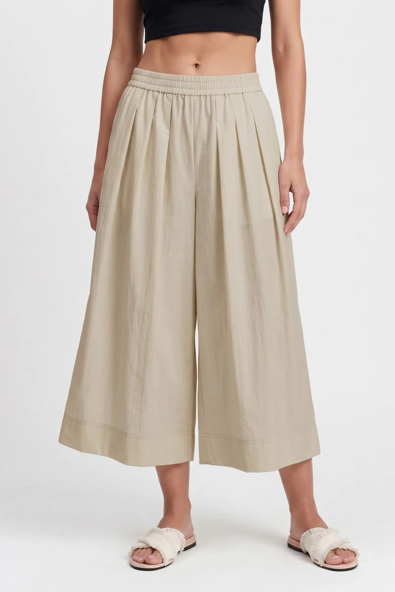 KATCH ME Lightweight Breathable Nylon Mid-Rise Drawstring Wide Leg Skort