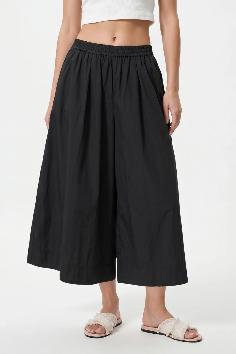 KATCH ME Lightweight Breathable Nylon Mid-Rise Drawstring Wide Leg Skort - Image 4