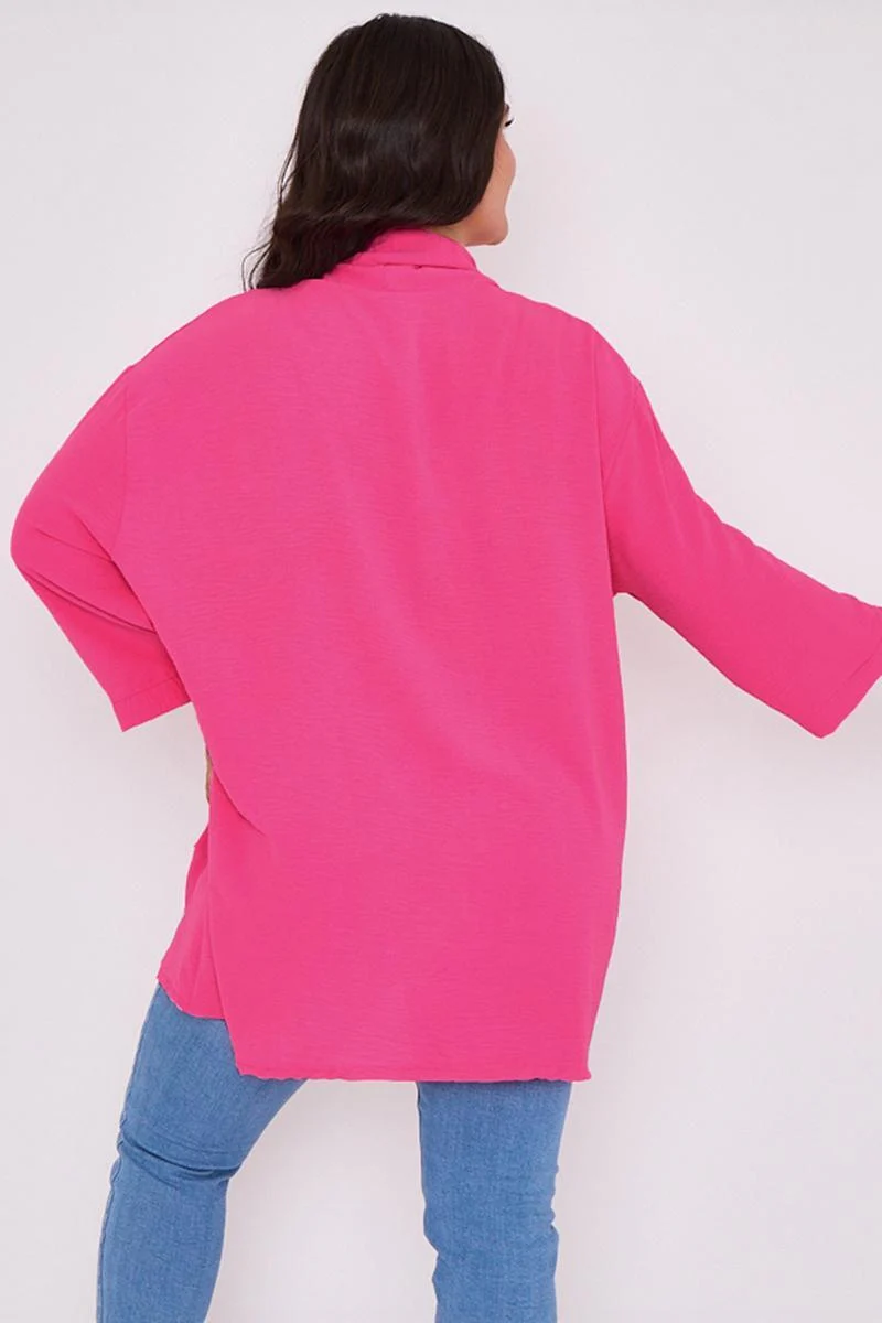 KATCH ME Lightweight Knit Solid Color Open Front Pocket Loose Fit Cardigan Coat - Image 3