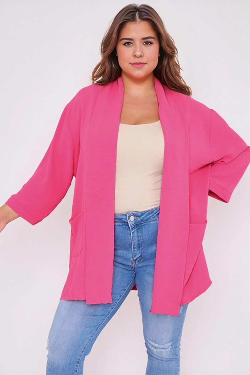 KATCH ME Lightweight Knit Solid Color Open Front Pocket Loose Fit Cardigan Coat - Image 7