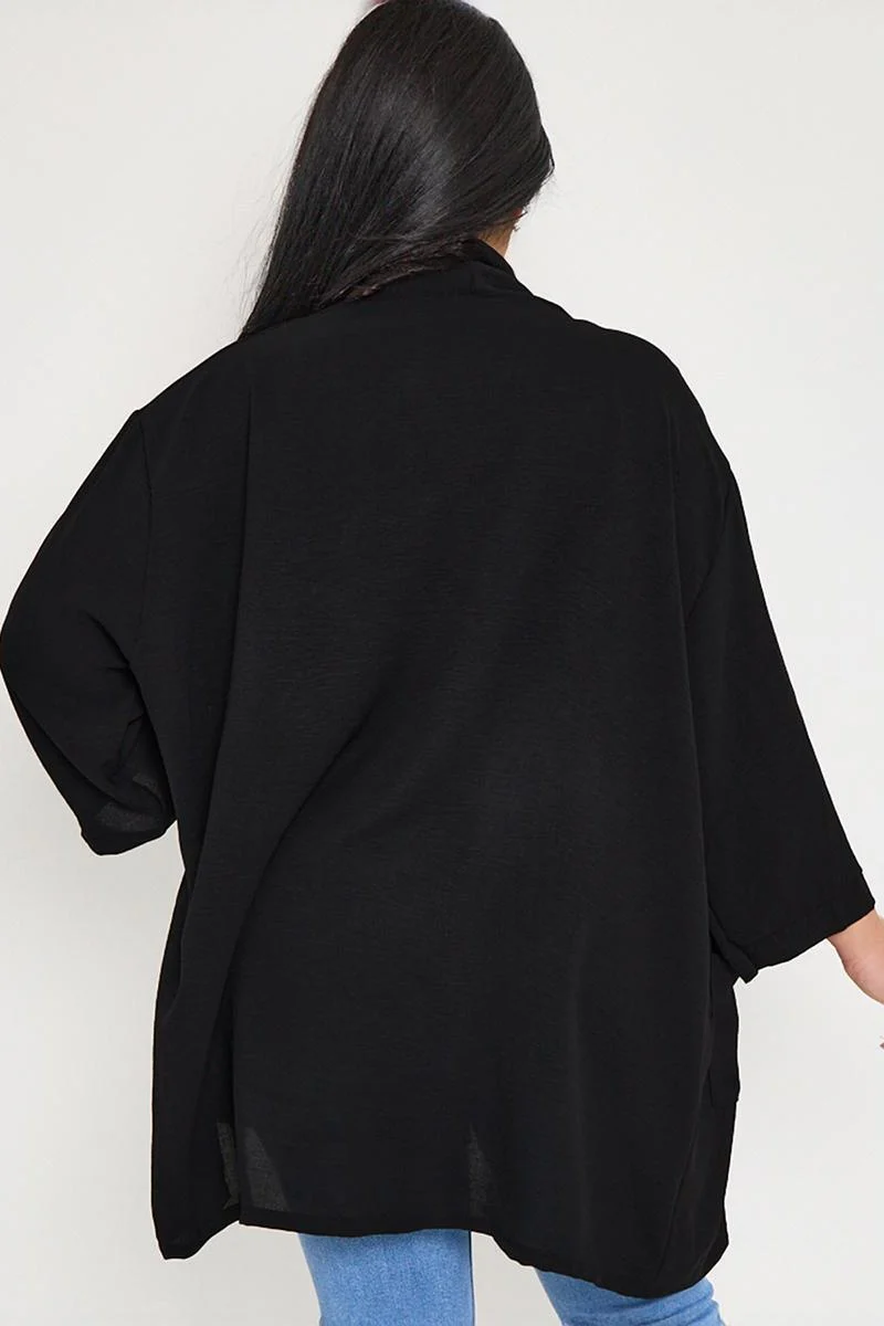 KATCH ME Lightweight Knit Solid Color Open Front Pocket Loose Fit Cardigan Coat - Image 8