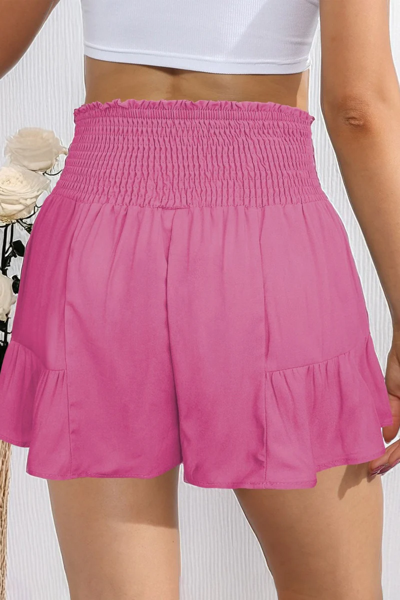 KATCH ME Solid Color High Waist Bow Tie Textured Pull On Shorts - Image 2