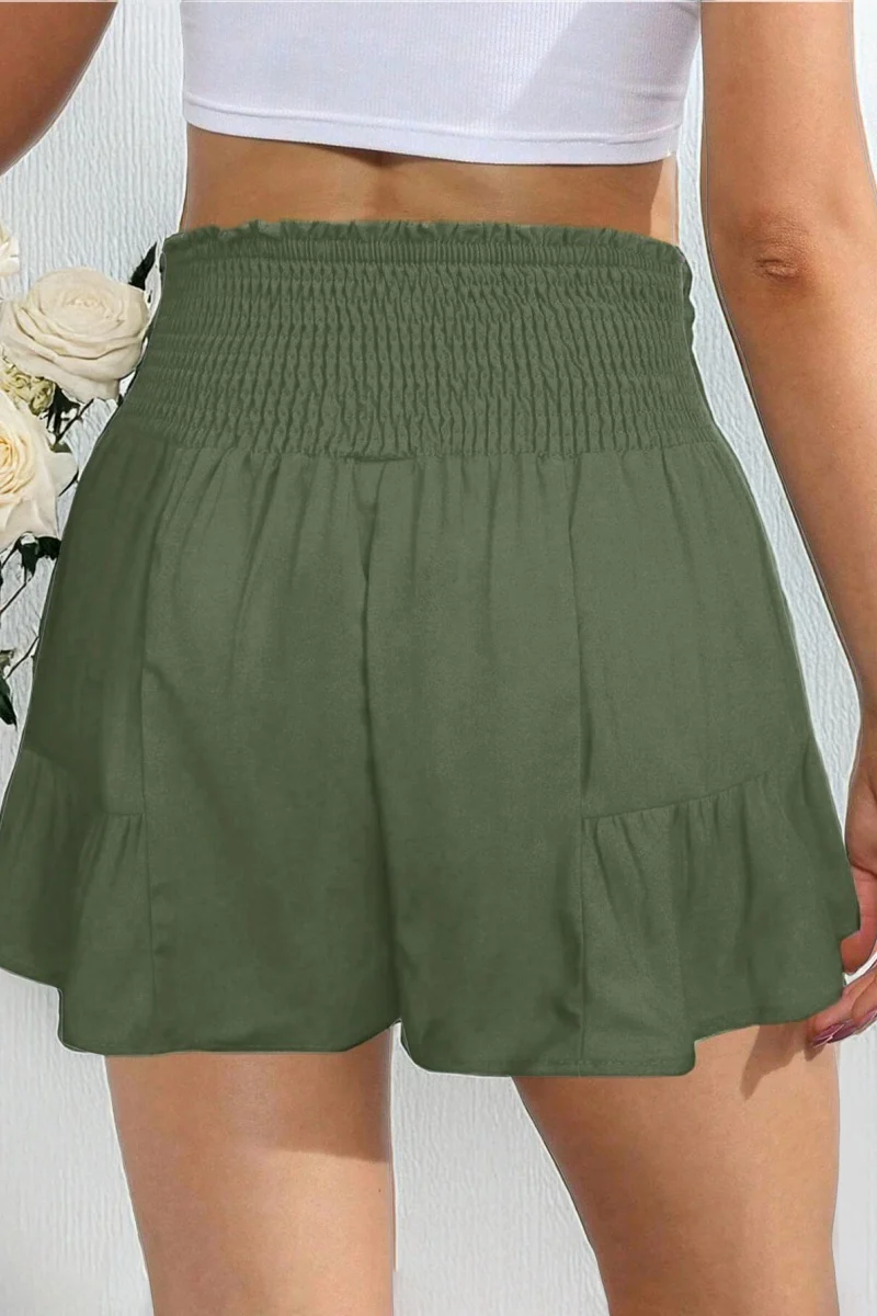 KATCH ME Solid Color High Waist Bow Tie Textured Pull On Shorts - Image 7