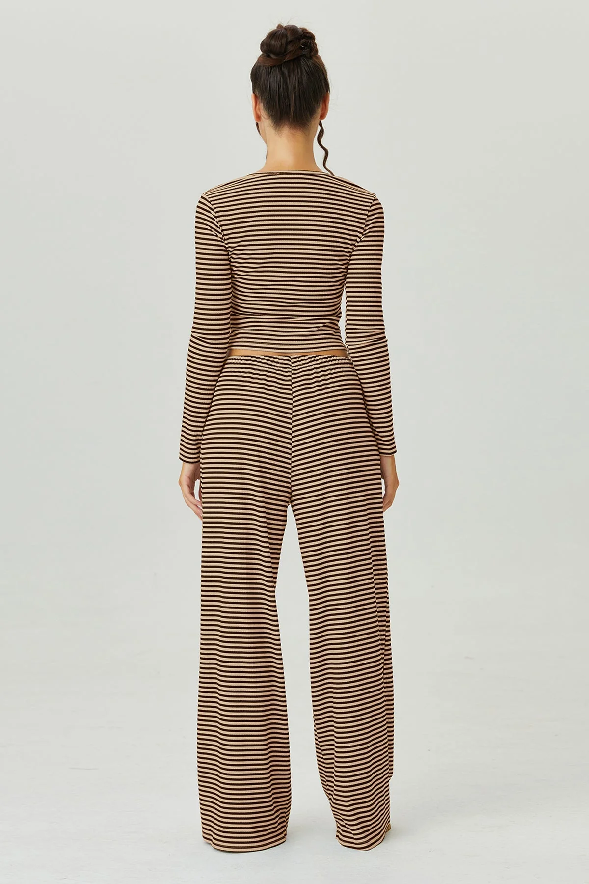 KATCH ME Stripe Long Sleeve Crop Top & Low-Rise Trousers Co-ord Set - Image 10