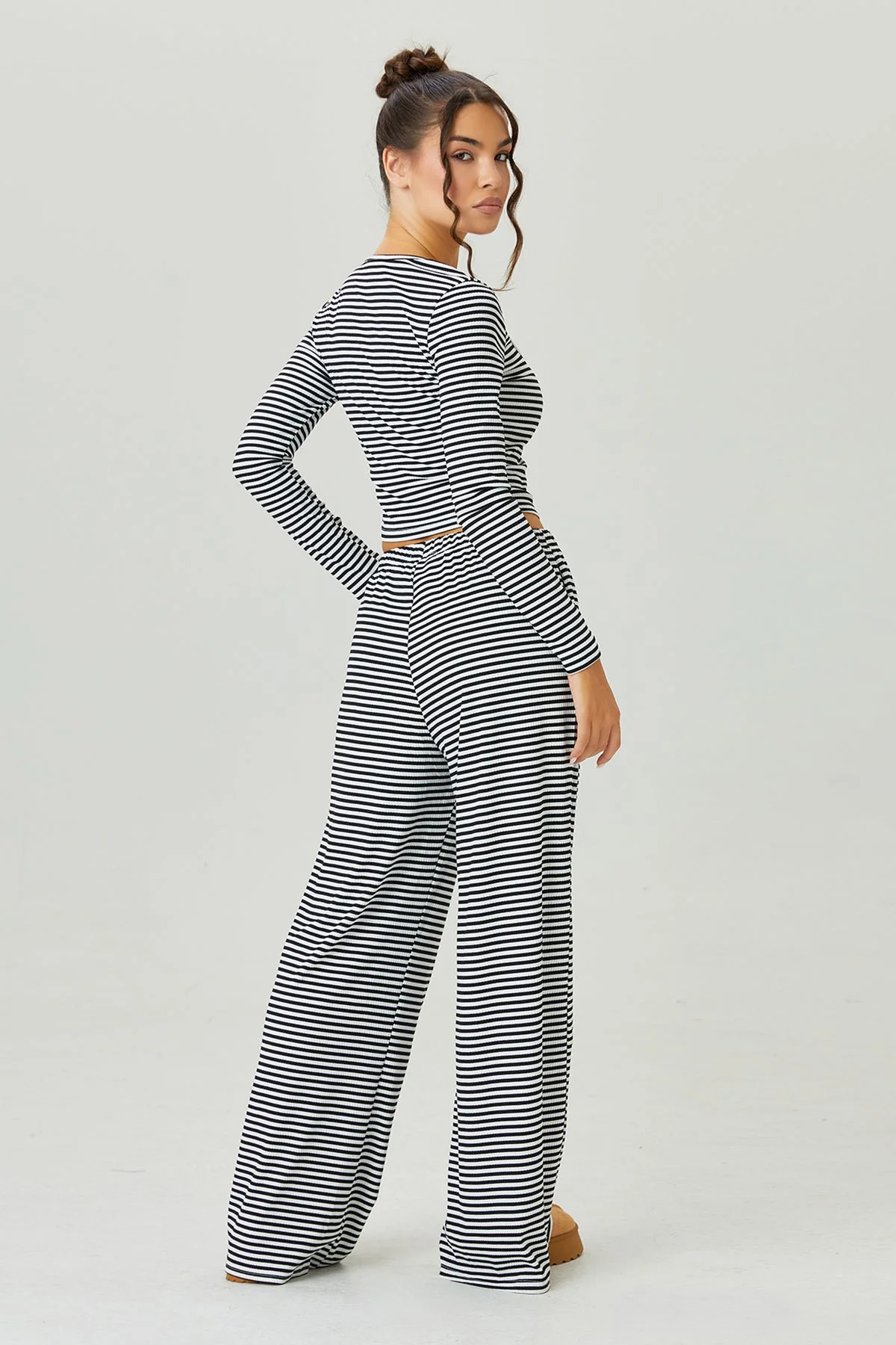 KATCH ME Stripe Long Sleeve Crop Top & Low-Rise Trousers Co-ord Set - Image 12