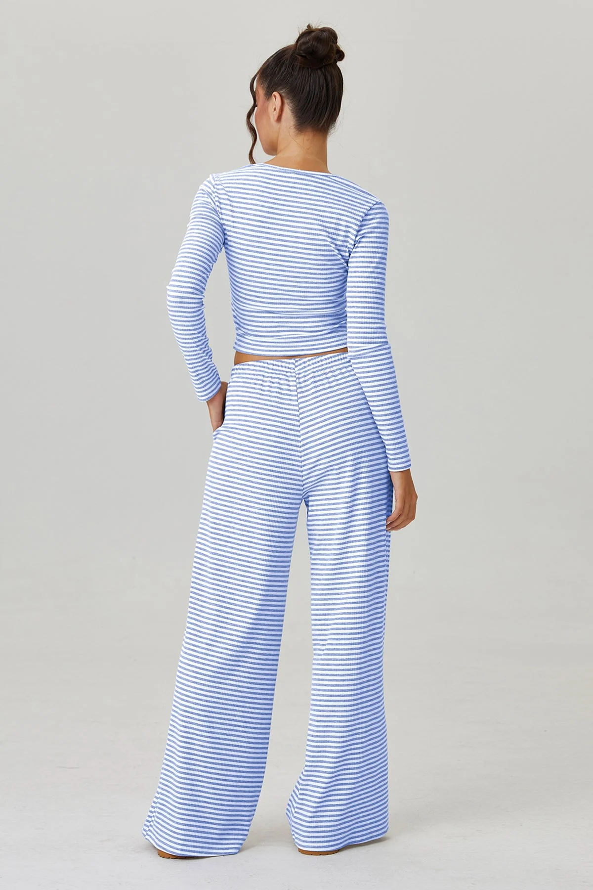 KATCH ME Stripe Long Sleeve Crop Top & Low-Rise Trousers Co-ord Set - Image 6