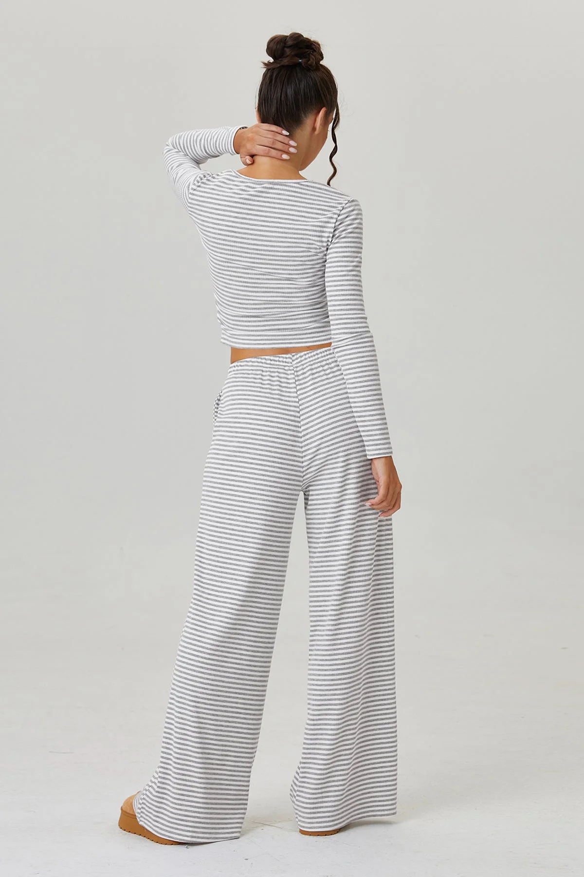 KATCH ME Stripe Long Sleeve Crop Top & Low-Rise Trousers Co-ord Set - Image 8