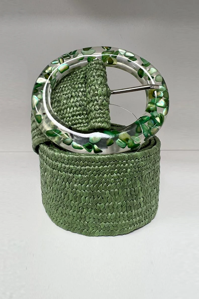 KATCH ME Solid Color Resin Buckle Elastic Woven Wide Belt - Image 13