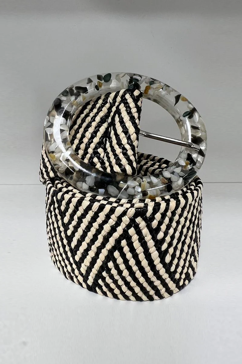 KATCH ME Solid Color Resin Buckle Elastic Woven Wide Belt - Image 14