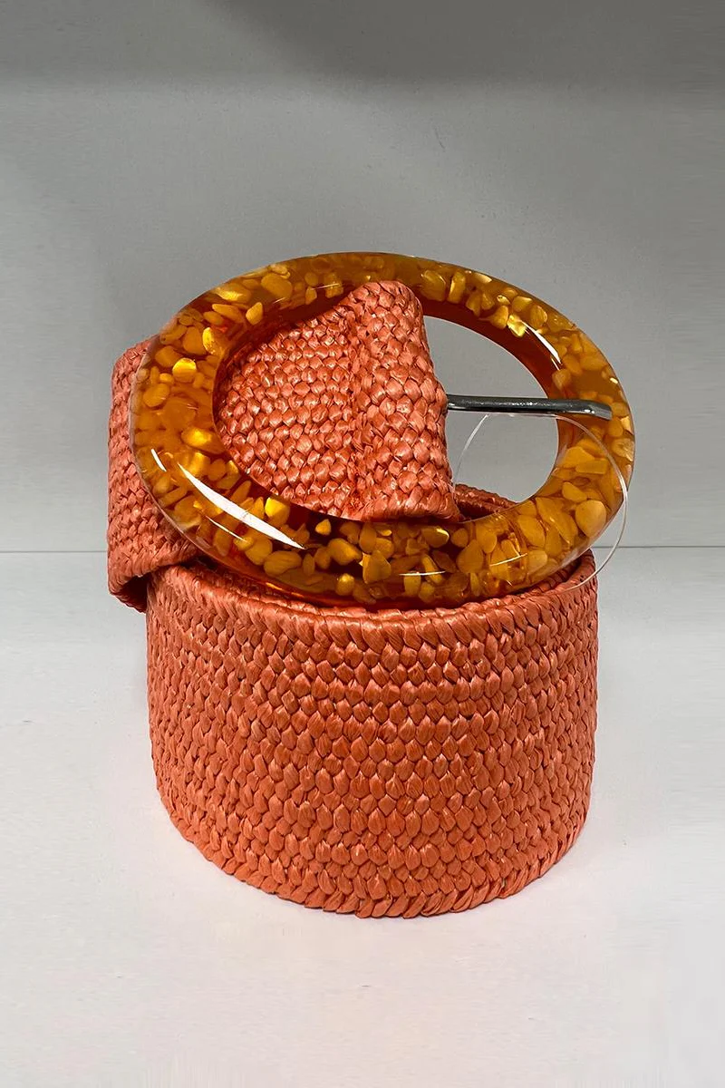 KATCH ME Solid Color Resin Buckle Elastic Woven Wide Belt - Image 15