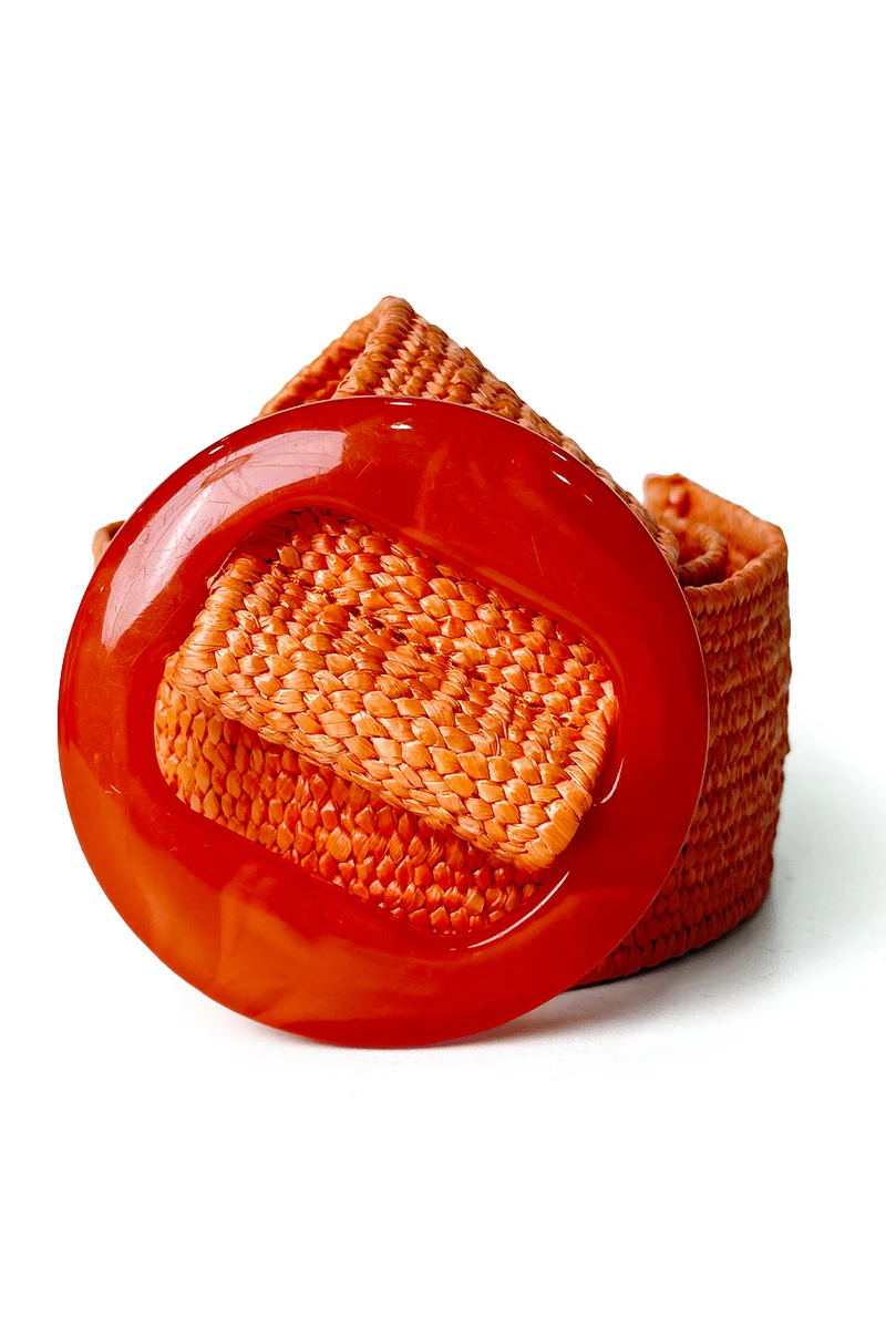 KATCH ME Solid Color Resin Buckle Elastic Woven Wide Belt - Image 4