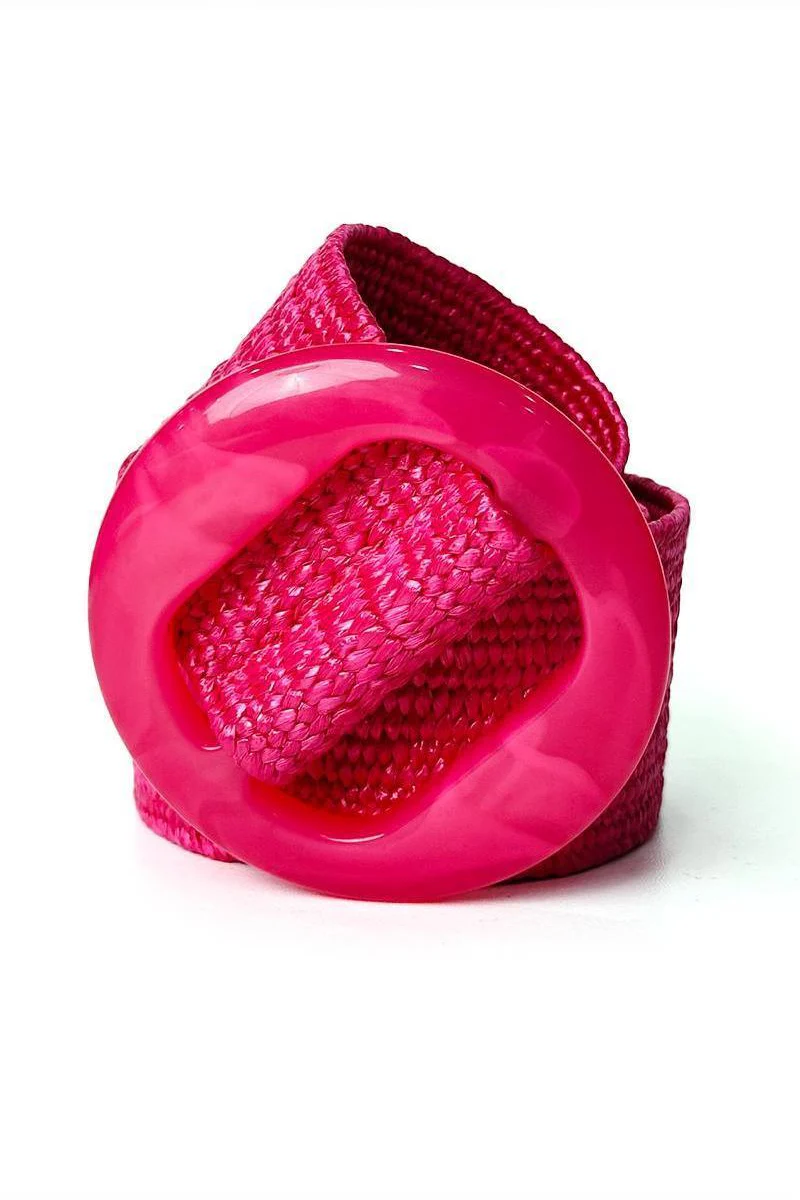 KATCH ME Solid Color Resin Buckle Elastic Woven Wide Belt - Image 6