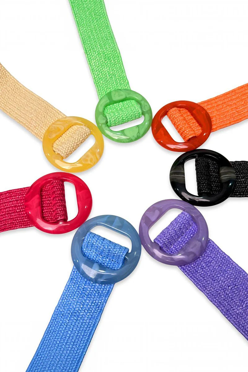 KATCH ME Solid Color Resin Buckle Elastic Woven Wide Belt - Image 8