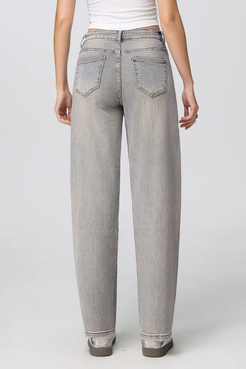 KATCH ME Washed Denim Mid-Rise Multi-Pocket Straight Leg Loose Jeans - Image 3