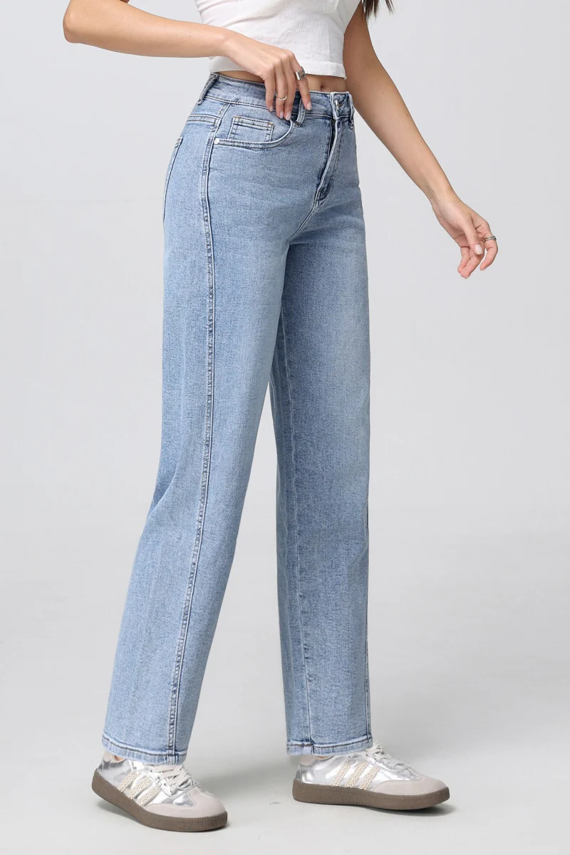 KATCH ME Washed Denim Mid-Rise Multi-Pocket Straight Leg Loose Jeans - Image 6