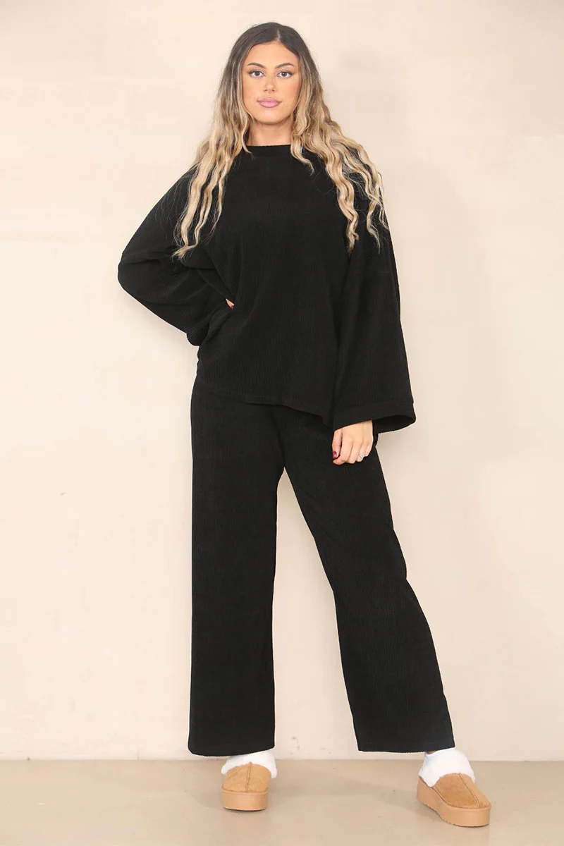 KATCH ME Solid Color Loose Top & Wide Leg Pants Co-ord Set - Image 7