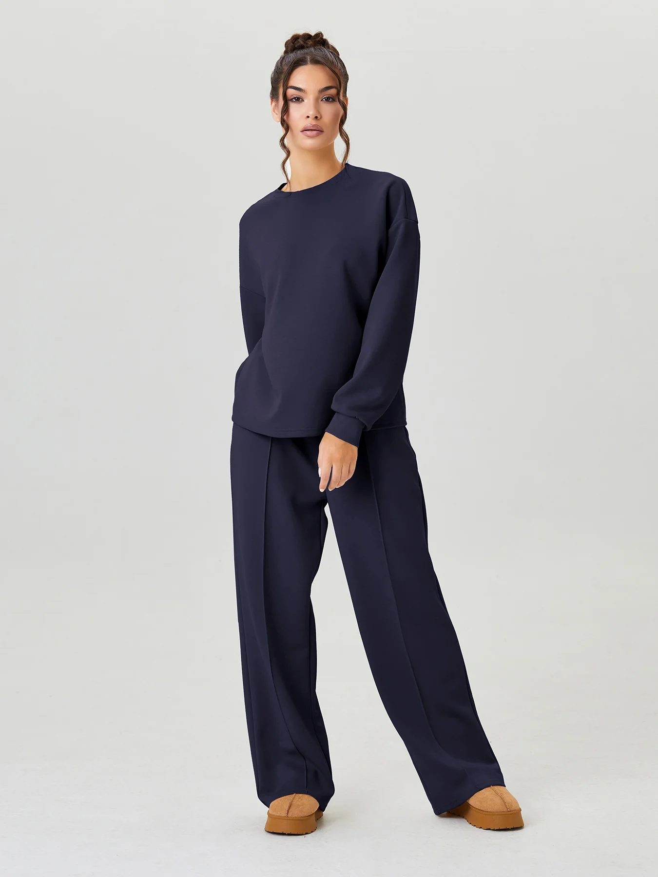 KATCH ME Round Neck Loose Top & Exposed Stitches Trousers Co-ord Set - Image 12