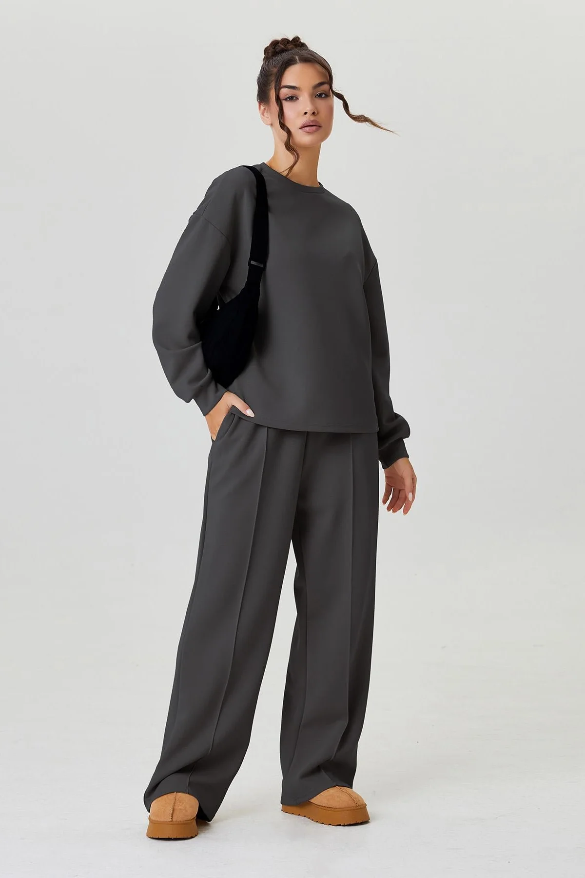 KATCH ME Round Neck Loose Top & Exposed Stitches Trousers Co-ord Set - Image 16