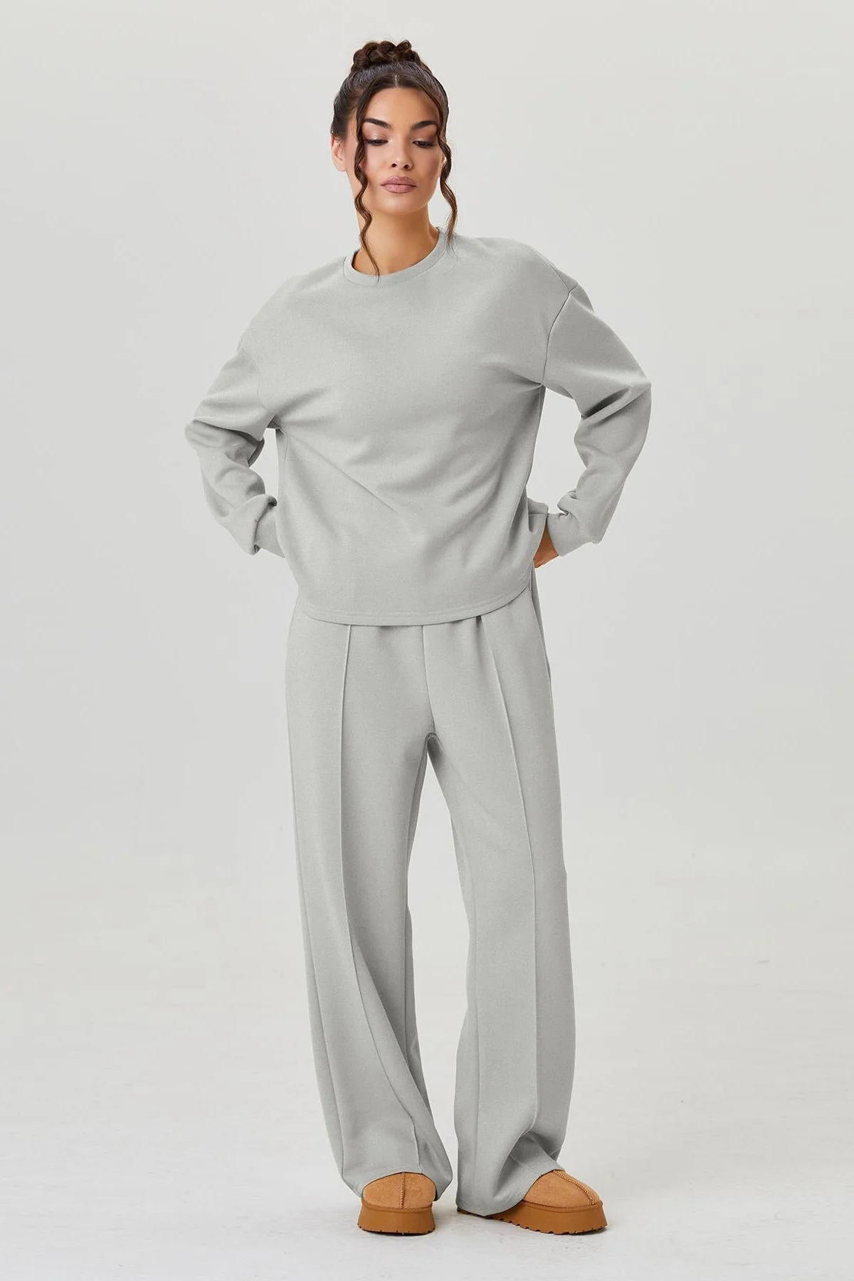KATCH ME Round Neck Loose Top & Exposed Stitches Trousers Co-ord Set - Image 18