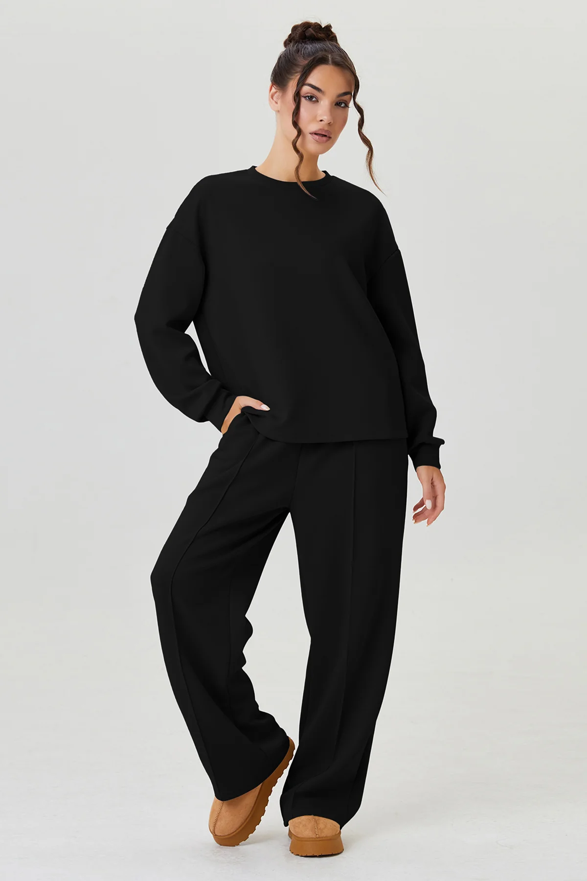 KATCH ME Round Neck Loose Top & Exposed Stitches Trousers Co-ord Set - Image 7