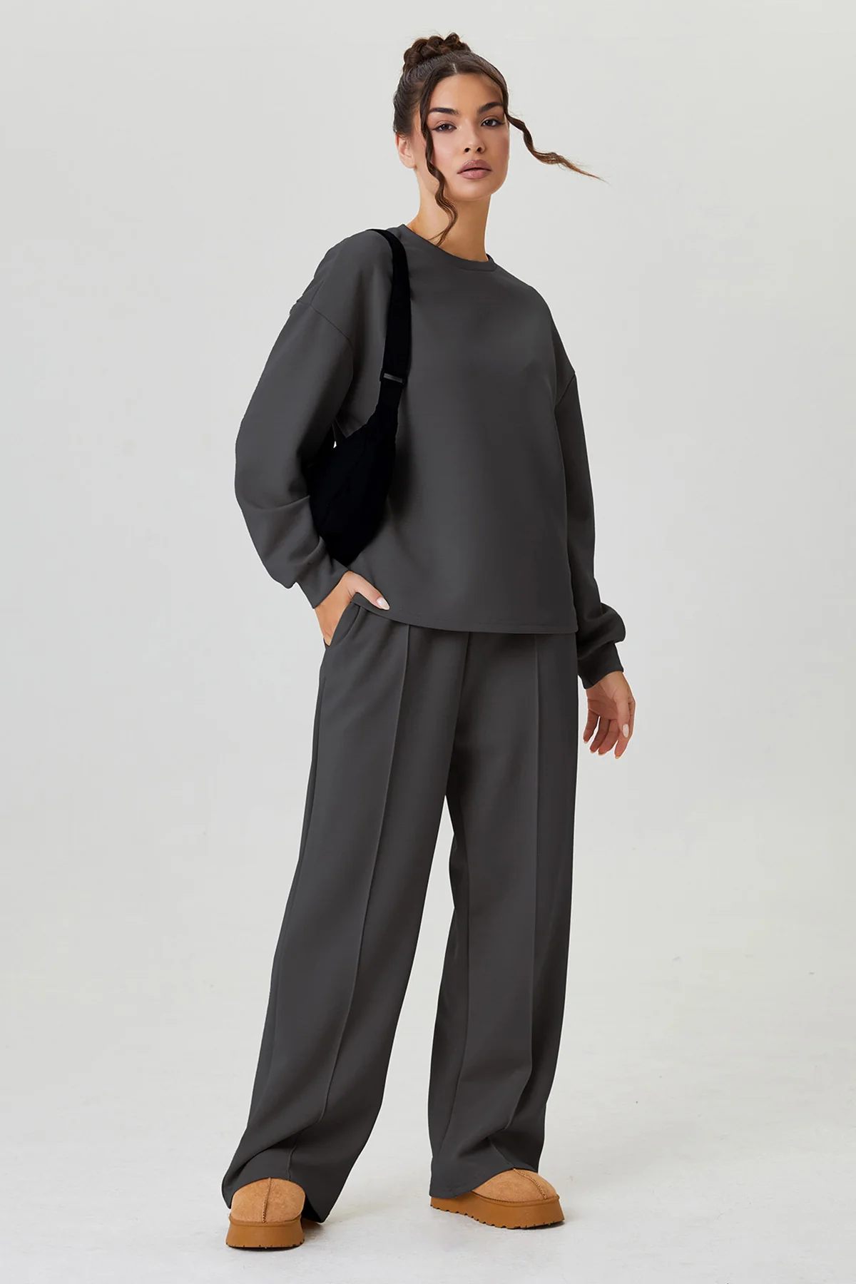 KATCH ME Round Neck Loose Top & Exposed Stitches Trousers Co-ord Set - Image 8