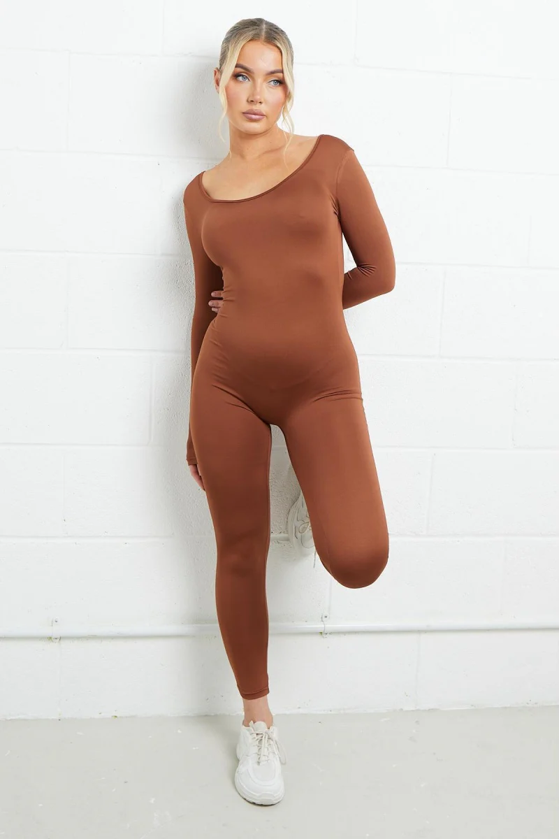 KATCH ME Seamless U Neck Long Sleeve Shaping Jumpsuit Bodysuit