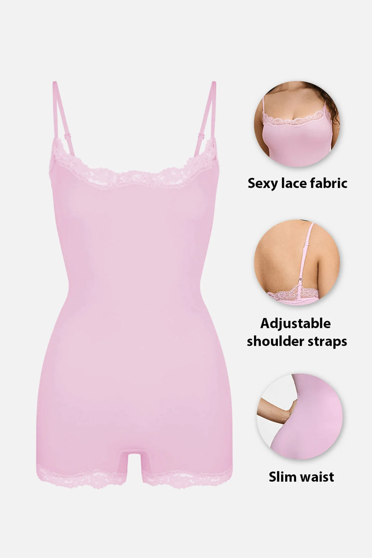 KATCH ME Spaghetti Strap Lace Trim Breathable Playsuit - Image 2