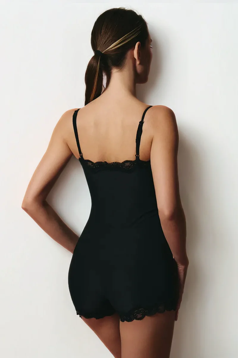 KATCH ME Spaghetti Strap Lace Trim Breathable Playsuit - Image 4