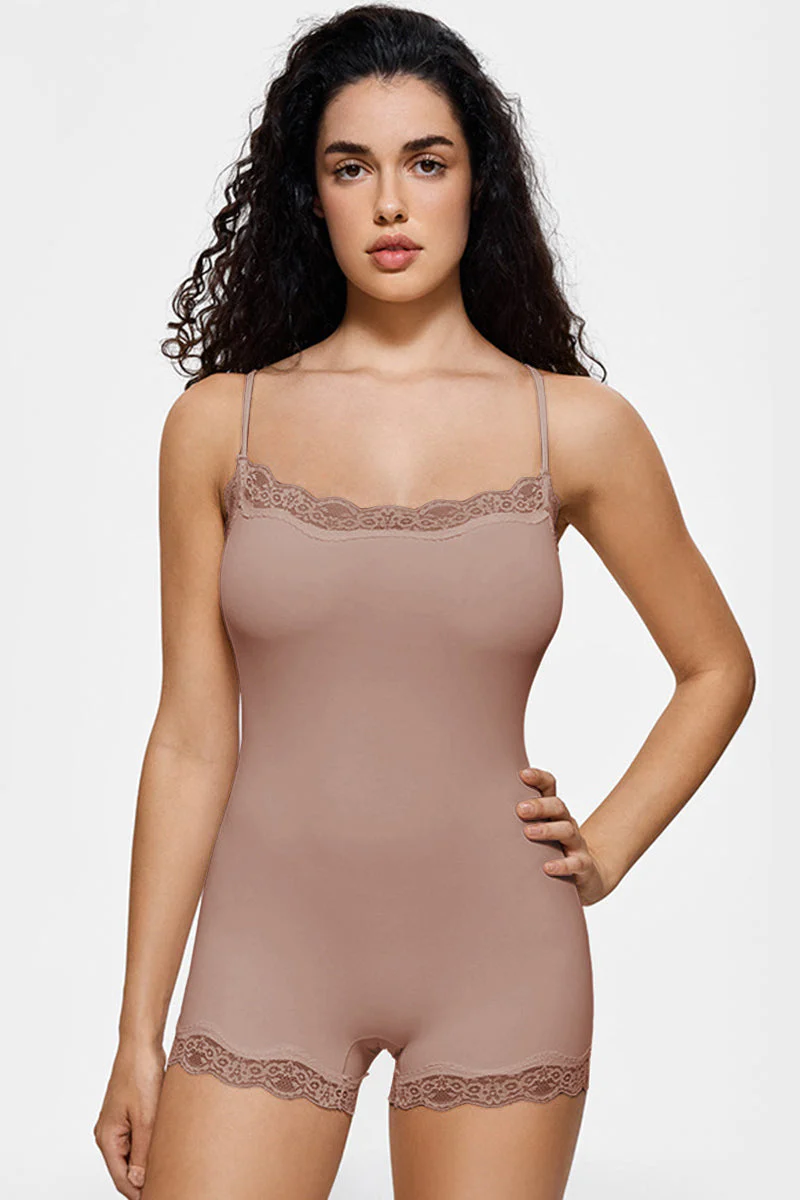 KATCH ME Spaghetti Strap Lace Trim Breathable Playsuit - Image 9
