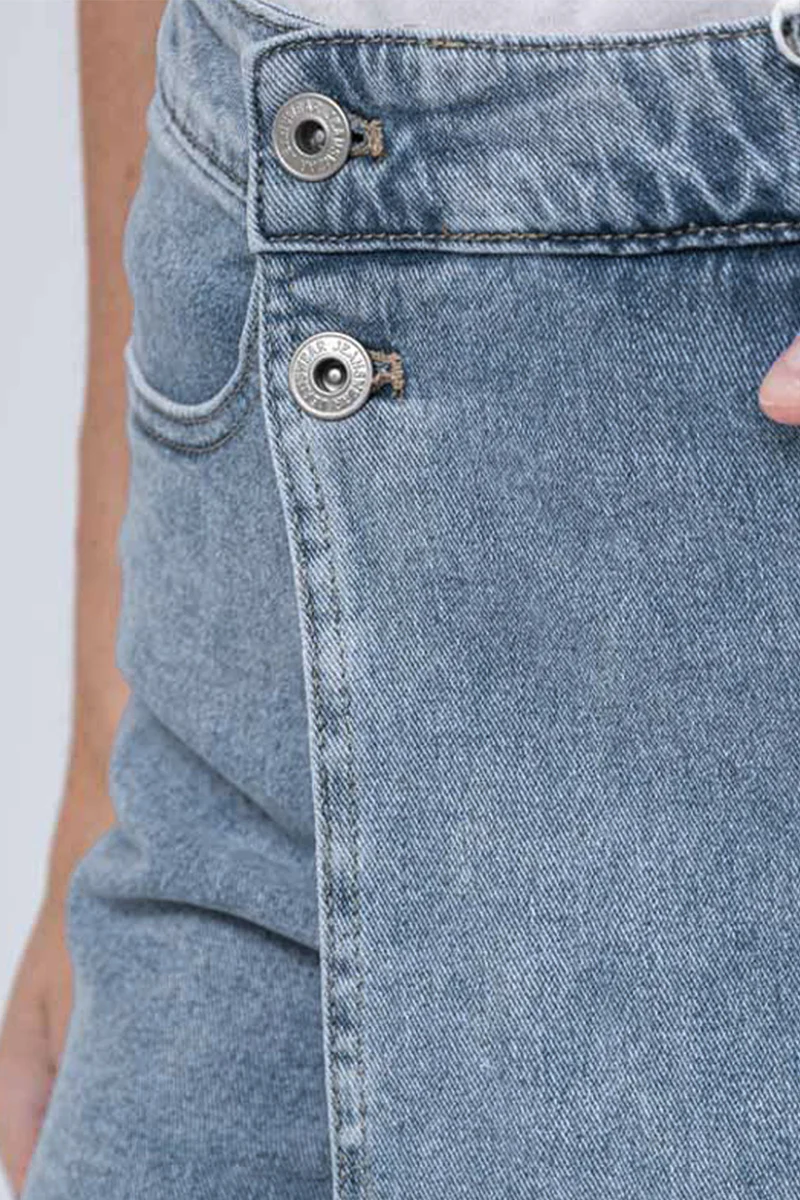 KATCH ME Layered High Waist Raw Hem Denim Skorts With Tassel Detail - Image 18