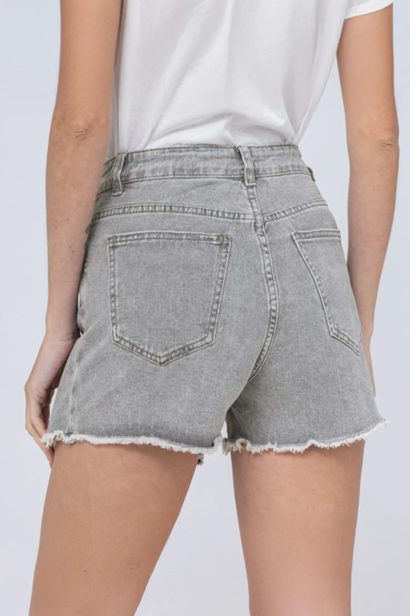 KATCH ME Layered High Waist Raw Hem Denim Skorts With Tassel Detail - Image 20