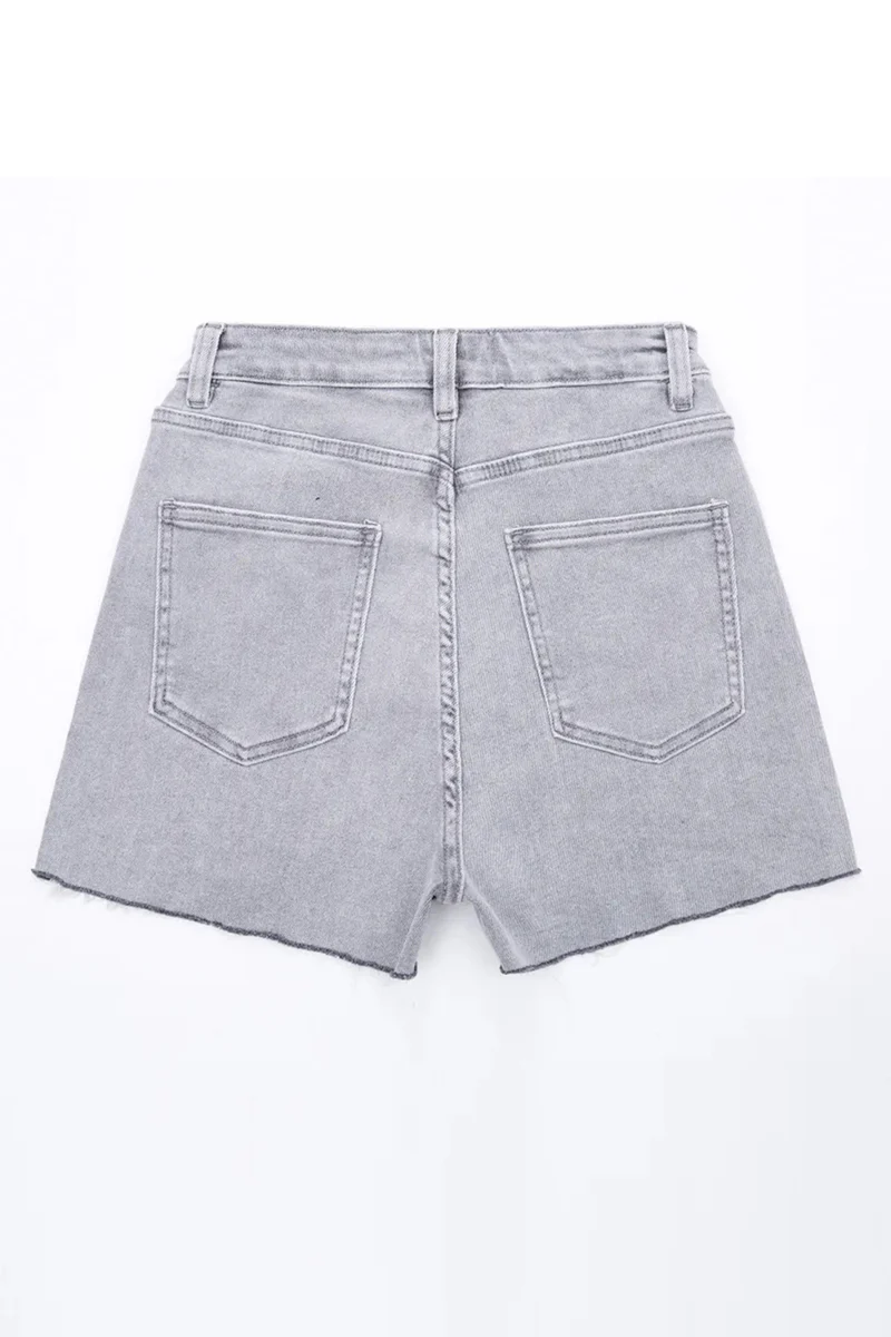 KATCH ME Layered High Waist Raw Hem Denim Skorts With Tassel Detail - Image 24