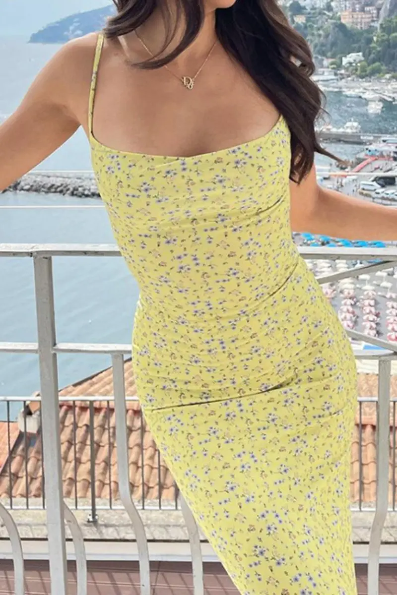 KATCH ME Leisure Floral Print Spaghetti Strap Backless Maxi Dress - Image 4