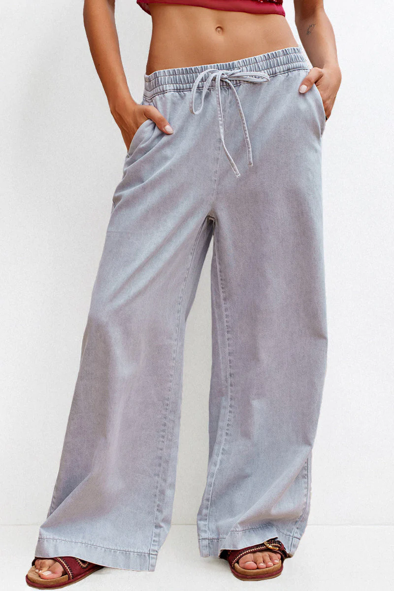 KATCH ME Low Rise Drawstring Wide Leg Trousers