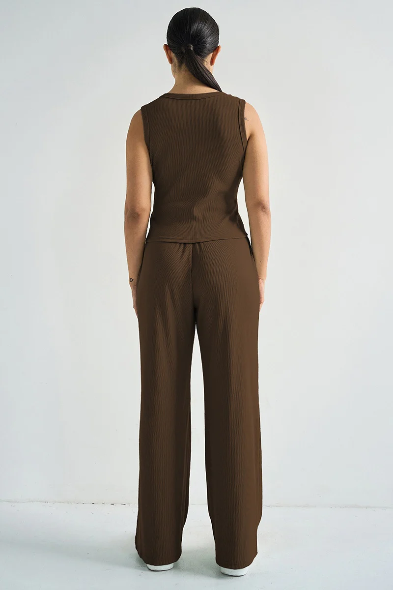 KATCH ME Stretchy Round Neck Button Tank Co-ord Set - Image 10