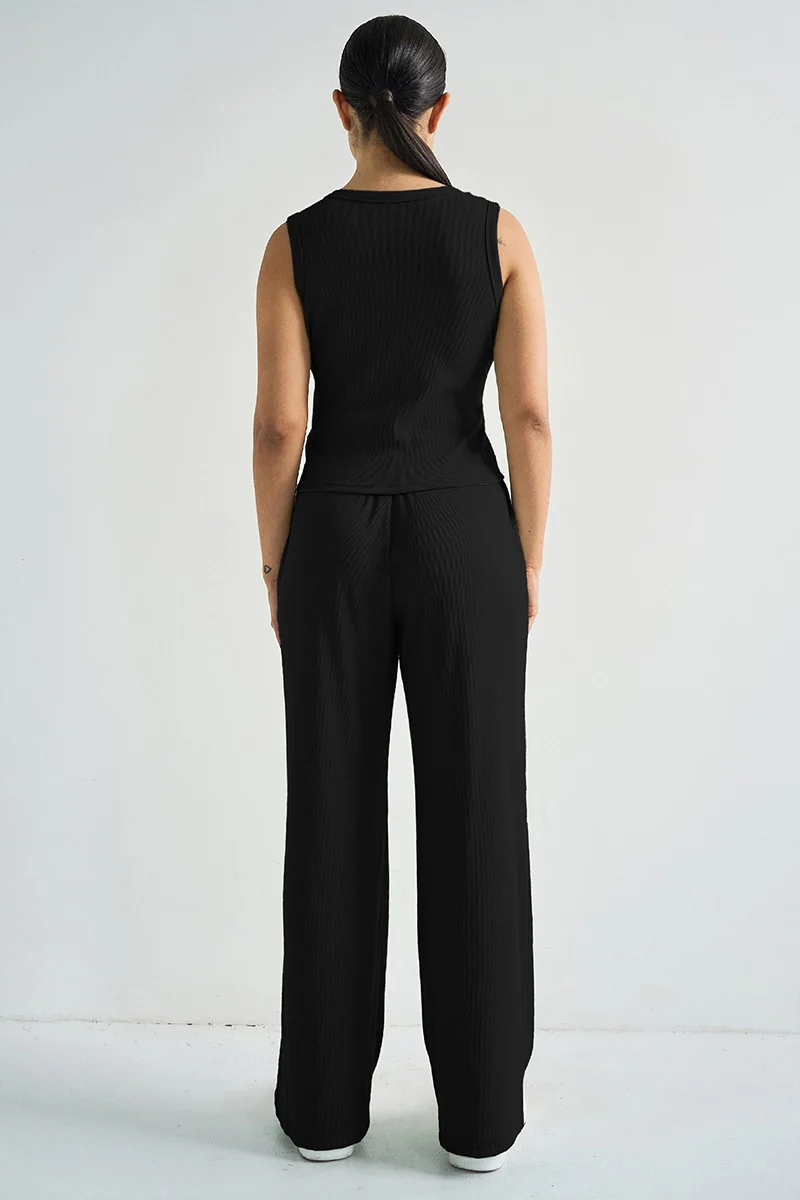 KATCH ME Stretchy Round Neck Button Tank Co-ord Set - Image 12