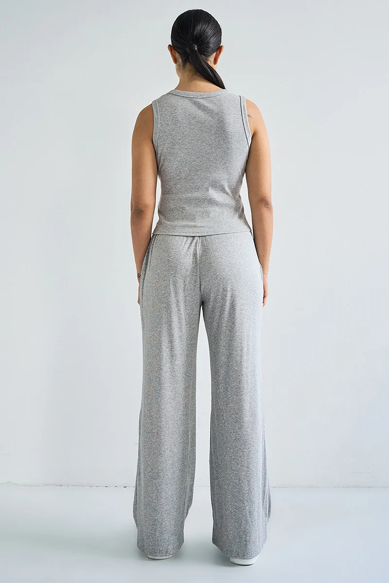 KATCH ME Stretchy Round Neck Button Tank Co-ord Set - Image 2