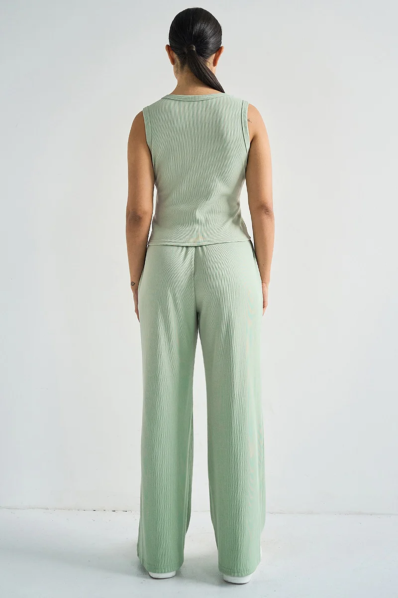KATCH ME Stretchy Round Neck Button Tank Co-ord Set - Image 4