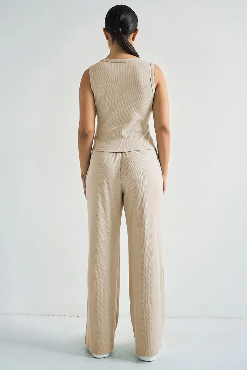 KATCH ME Stretchy Round Neck Button Tank Co-ord Set - Image 6