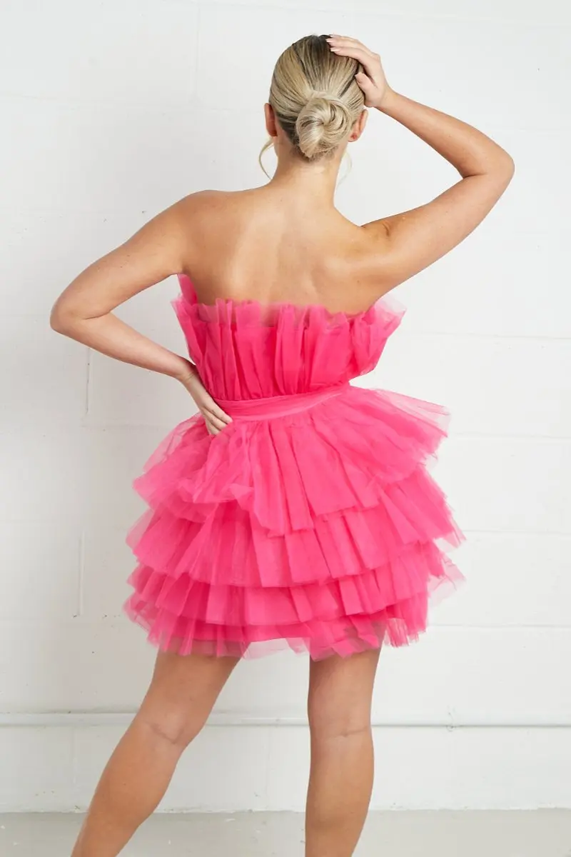 KATCH ME Lovely Chiffon Off The Shoulder Frill Tiered Dress - Image 7