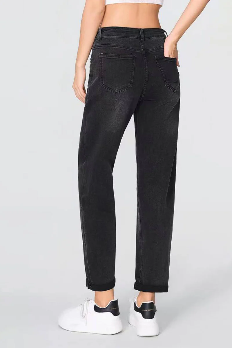 KATCH ME Mid-Rise Roll Cuff Wide-Leg Vintage Multi-Pocket Jeans - Image 10