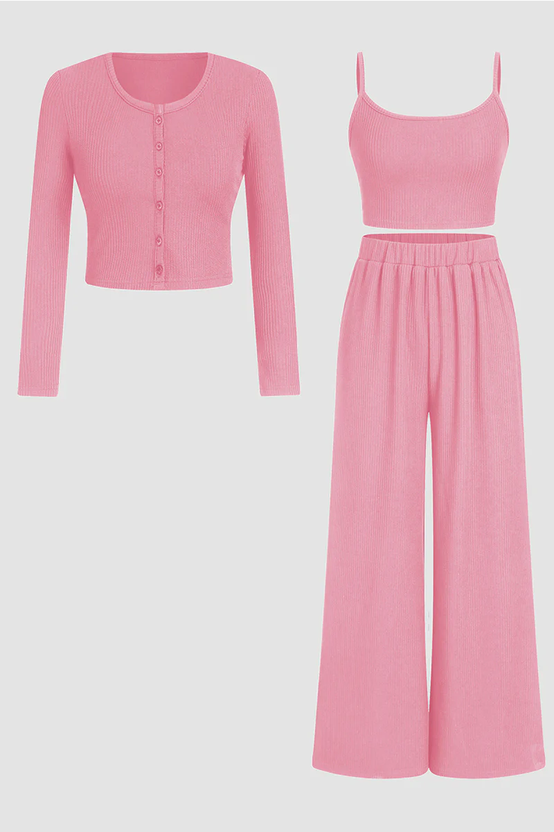 KATCH ME Minimalist Slim Camisole 3-Piece Co-ord Set