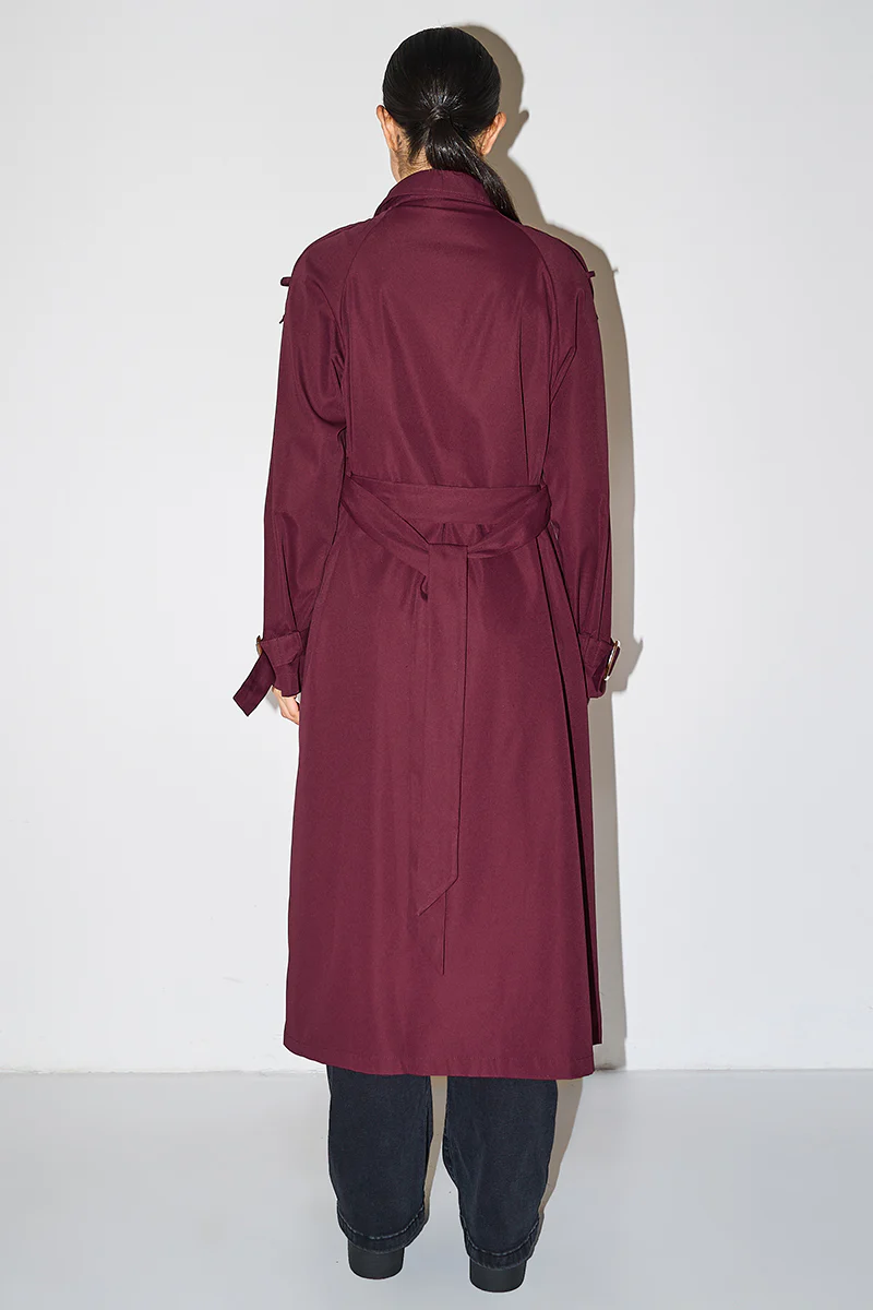 KATCH ME Soft Notch Lapel Double Breasted Belt Trench Coat - Image 2