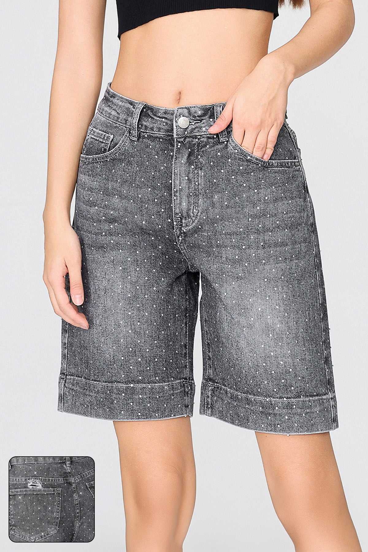 KATCH ME Punk Mid-Rise Loose Straight Ripped Denim Shorts - Image 2