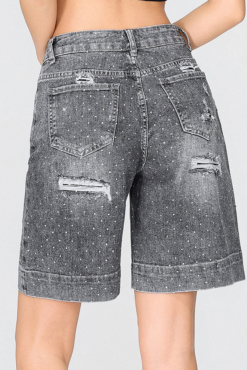 KATCH ME Punk Mid-Rise Loose Straight Ripped Denim Shorts - Image 4