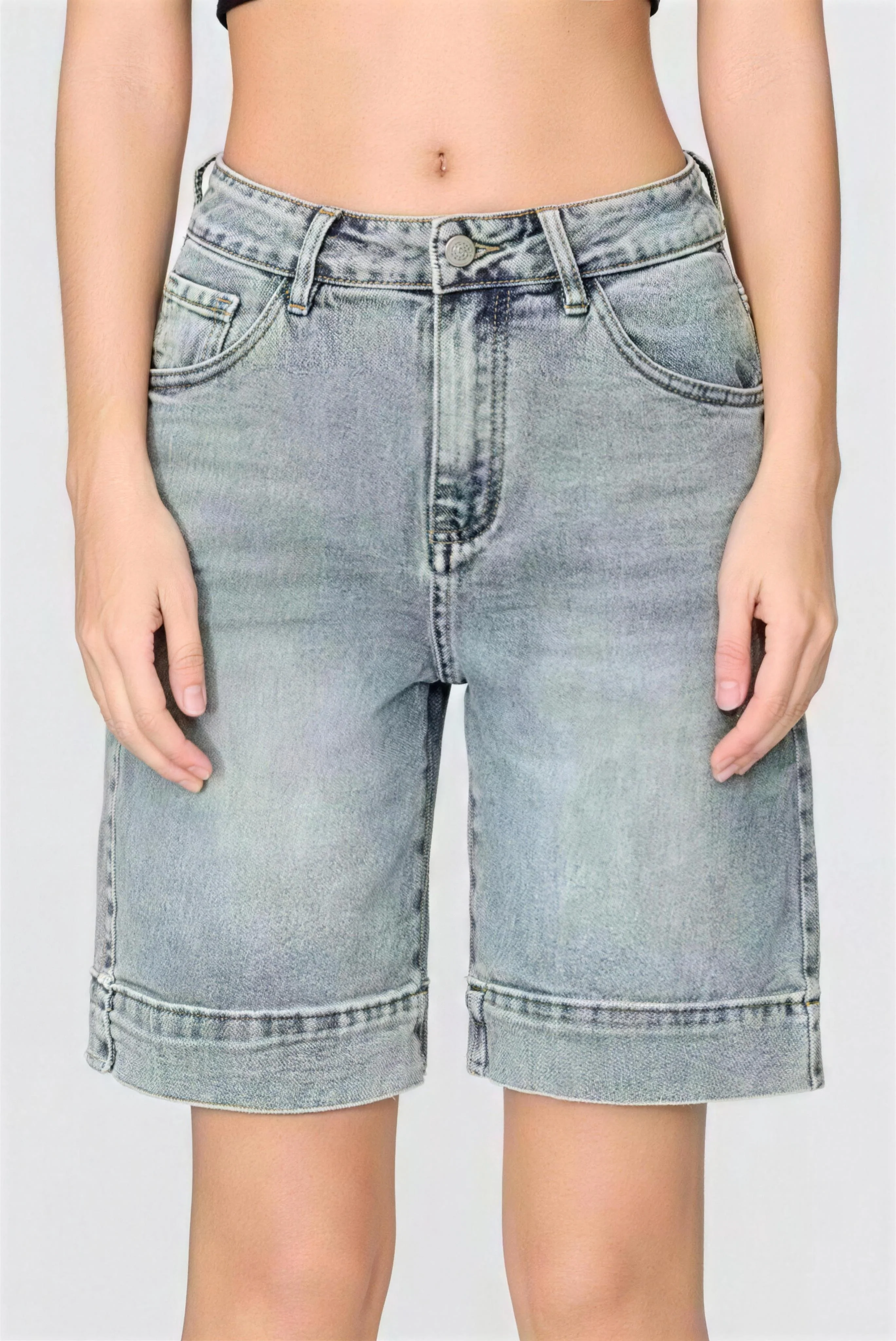 KATCH ME Punk Mid-Rise Loose Straight Ripped Denim Shorts - Image 5