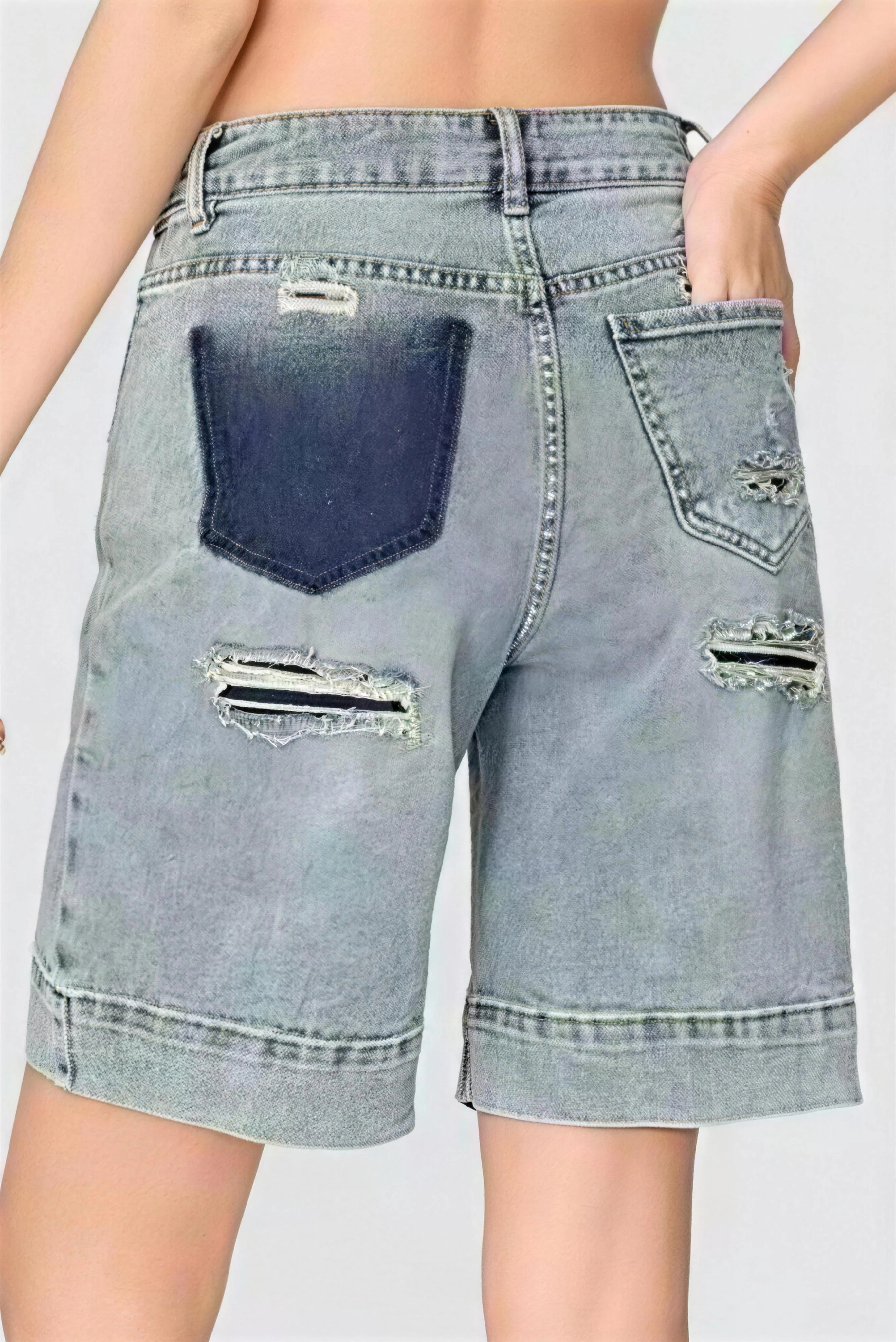 KATCH ME Punk Mid-Rise Loose Straight Ripped Denim Shorts - Image 6
