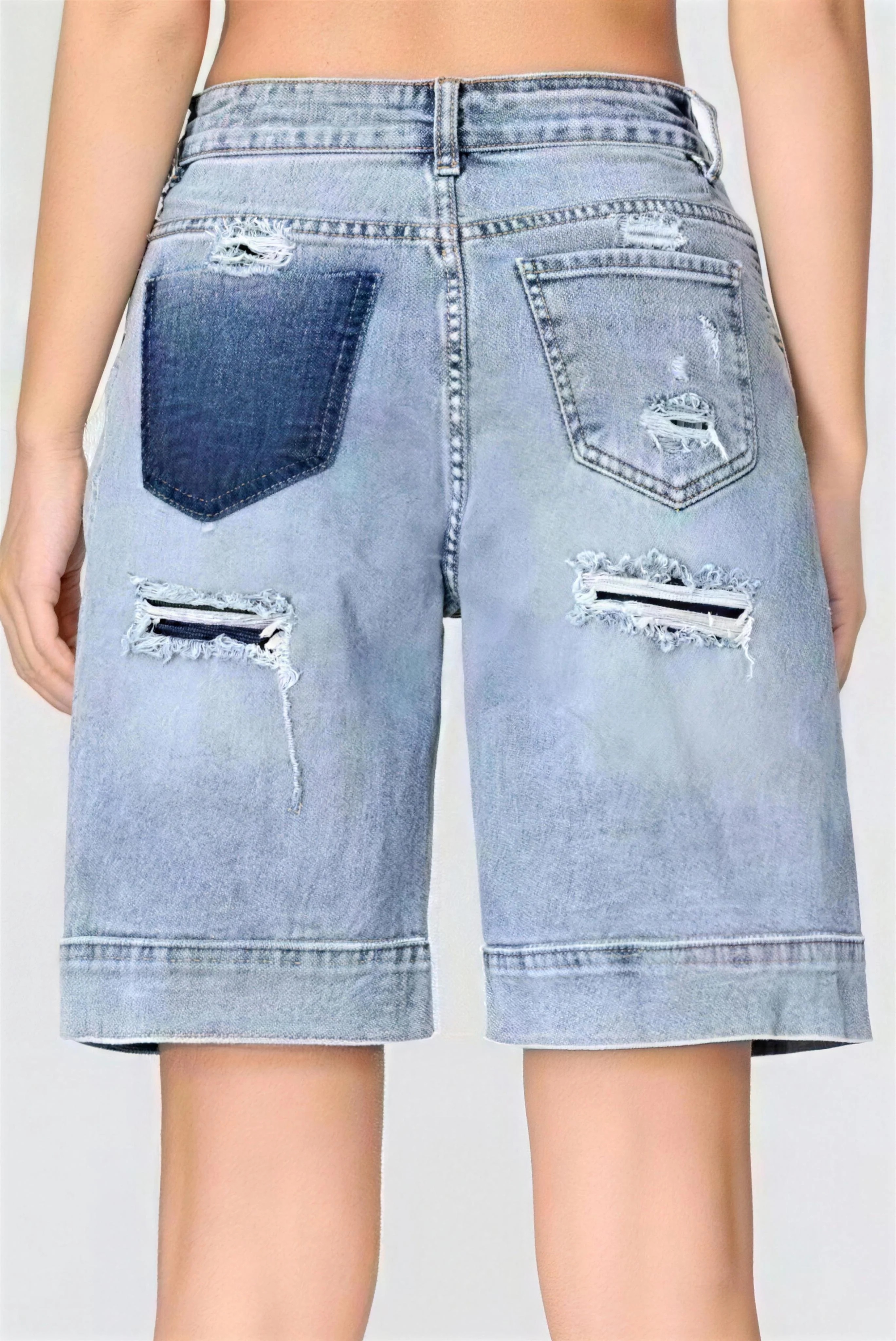 KATCH ME Punk Mid-Rise Loose Straight Ripped Denim Shorts - Image 9