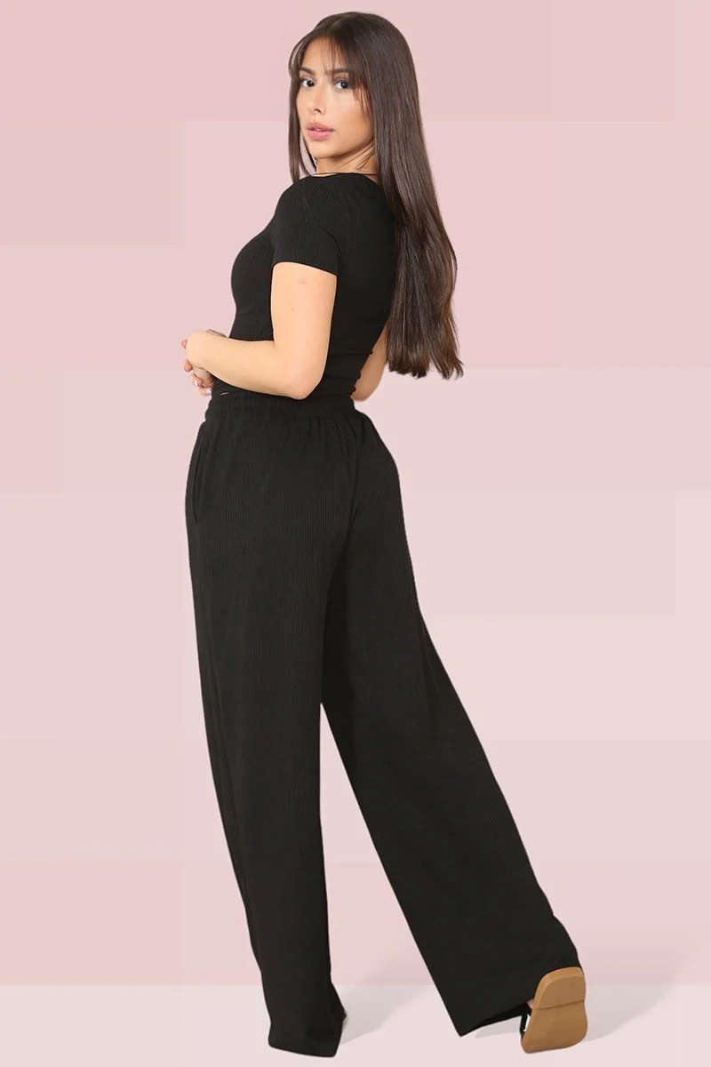 KATCH ME Square Neck Shaping Bodysuit & Wide Leg Trousers Co-ord Set - Image 2